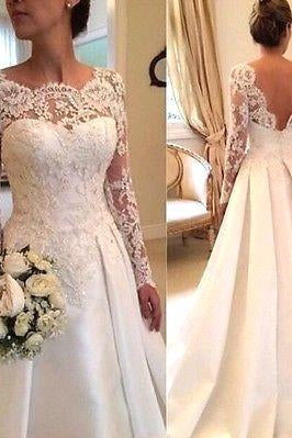 Sexy A-line Wedding Dresses with Sleeves Lace-BMbridal.com