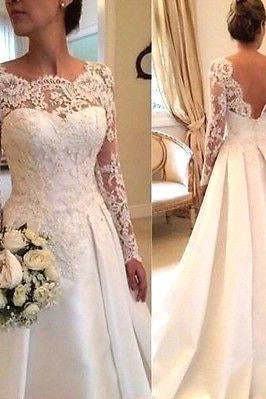 Sexy A-line Wedding Dresses with Sleeves Lace-BMbridal.com