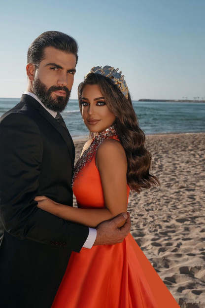 Sexy Deep V-Neck Crystals Satin Mermaid Prom Dress with Sweep Train Side Slit-BMbridal.com