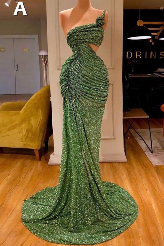 Sexy Long Mint Green Sequins Prom Dress Mermaid-BMbridal.com