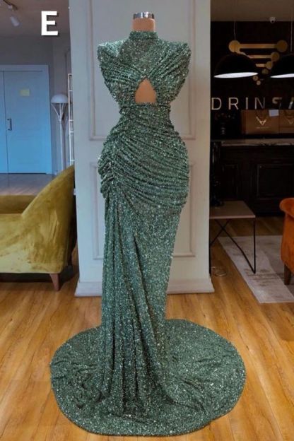 Sexy Long Mint Green Sequins Prom Dress Mermaid-BMbridal.com