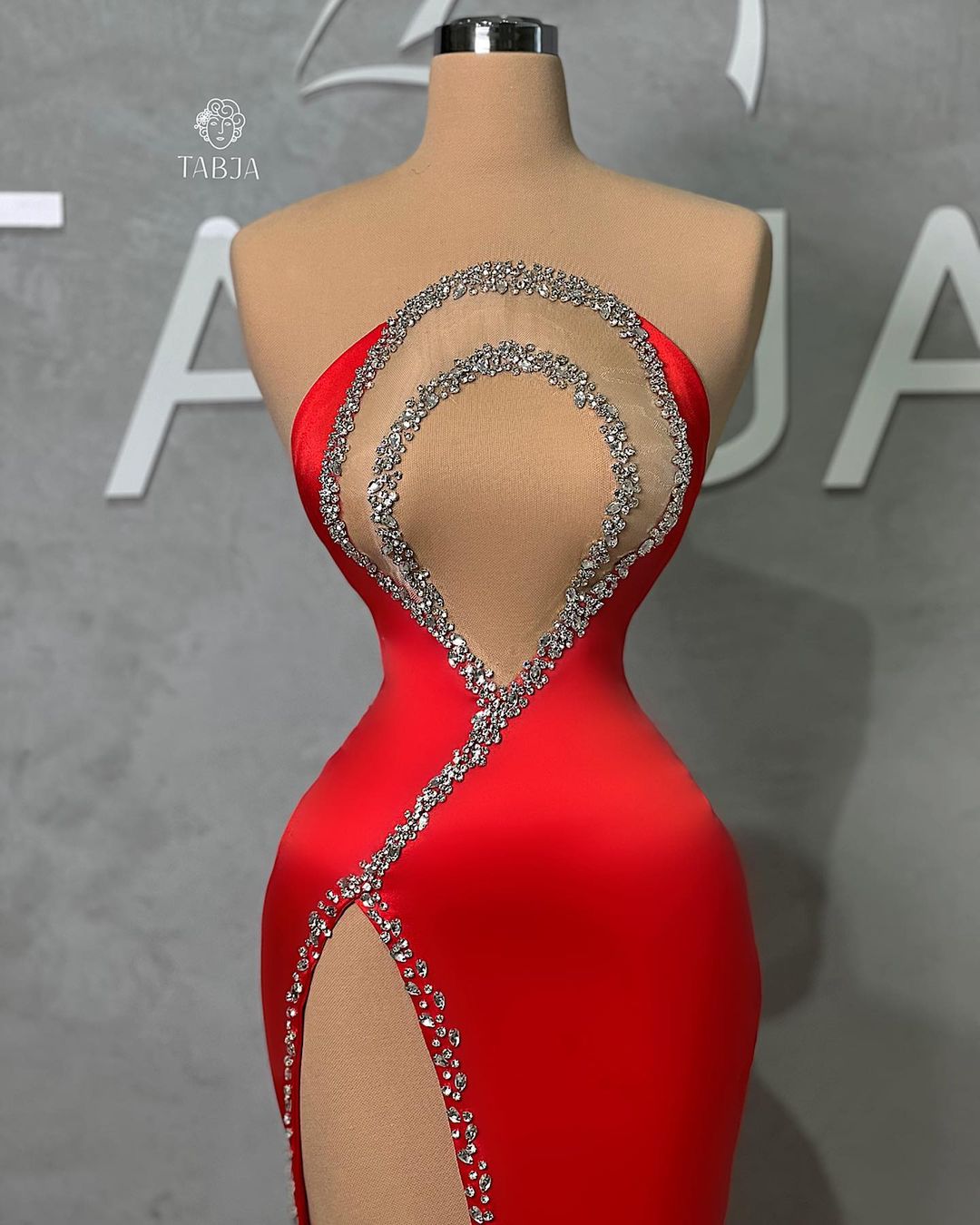 Sexy Long Red Mermaid Beading Sleeveless Prom Dress With Slit-BMbridal.com