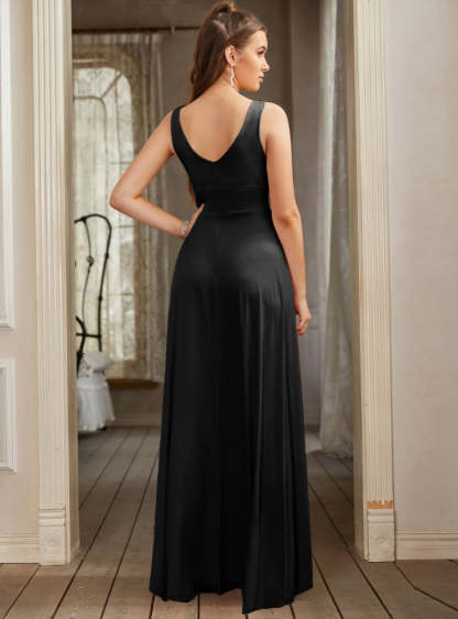 Sexy V-Neck Sleeveless Floor Length Dress with Slit-BMbridal