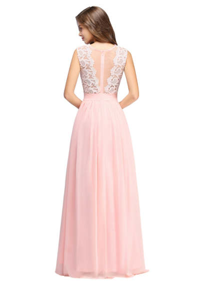 Sheath Crew Sleeveless Lace Top Chiffon Floor Length Dresses-BMbridal