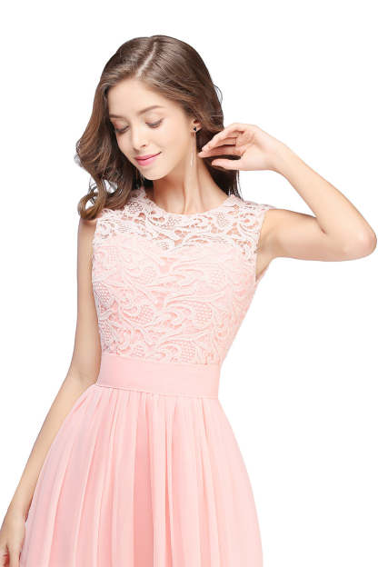 Sheath Crew Sleeveless Lace Top Chiffon Floor Length Dresses-BMbridal