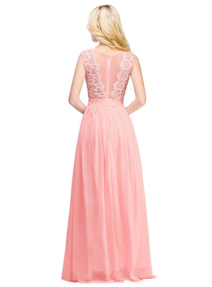 Sheath Crew Sleeveless Lace Top Chiffon Floor Length Dresses-BMbridal
