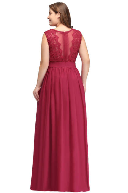 Sheath Crew Sleeveless Lace Top Chiffon Floor Length Dresses-BMbridal