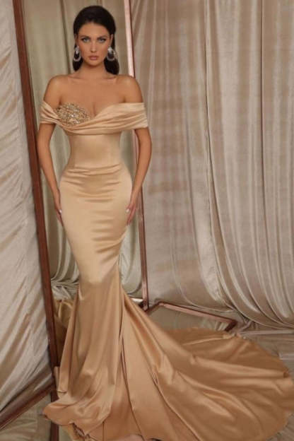 Simple Long Mermaid Prom Dresses with Glitter-BMbridal.com
