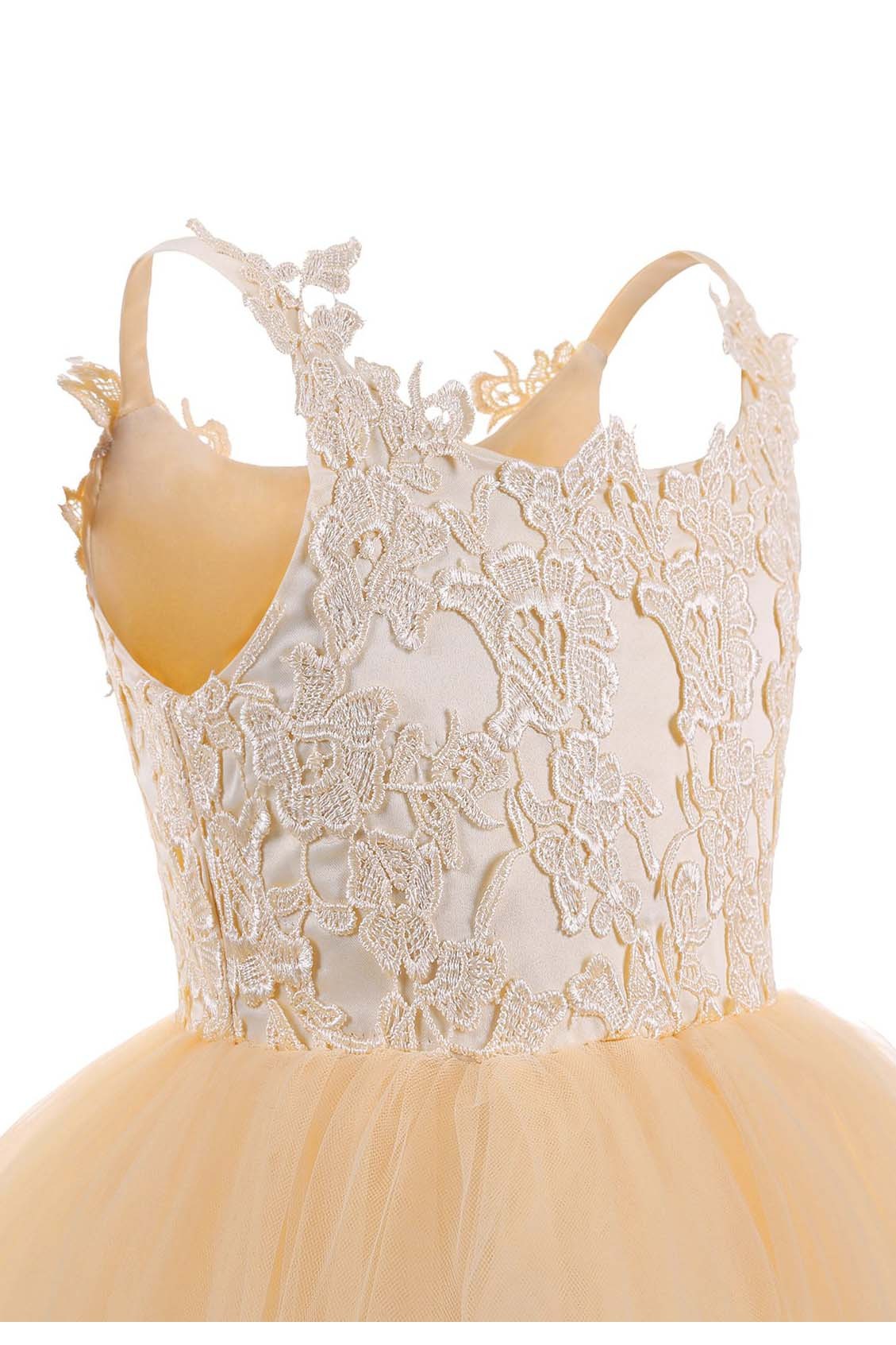 Square Neckline Sleeveless Ball Gown Flower Girls Dress-BMbridal.com