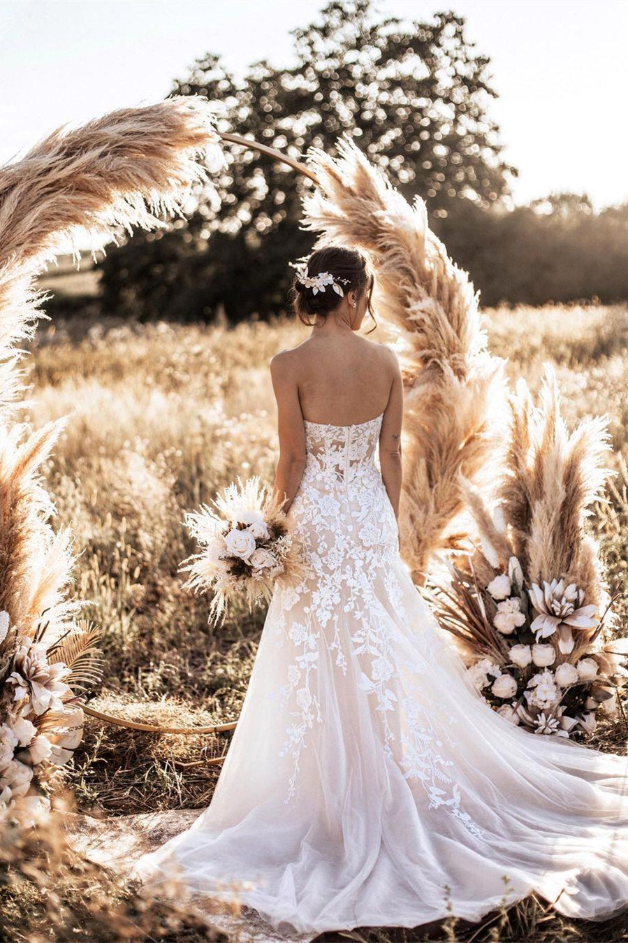 Stylish white Sweeteart Tulle Lace Wedding Dress-BMbridal.com