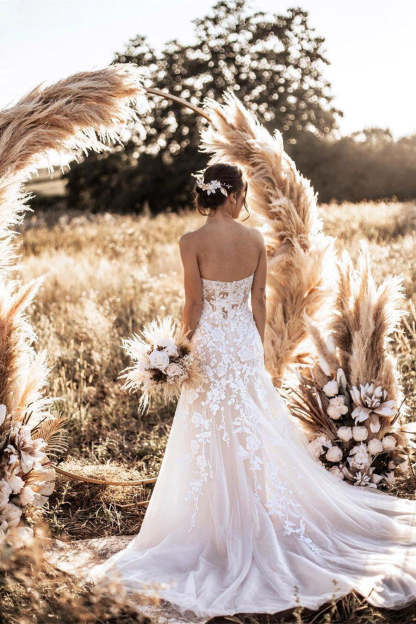Stylish white Sweeteart Tulle Lace Wedding Dress-BMbridal.com