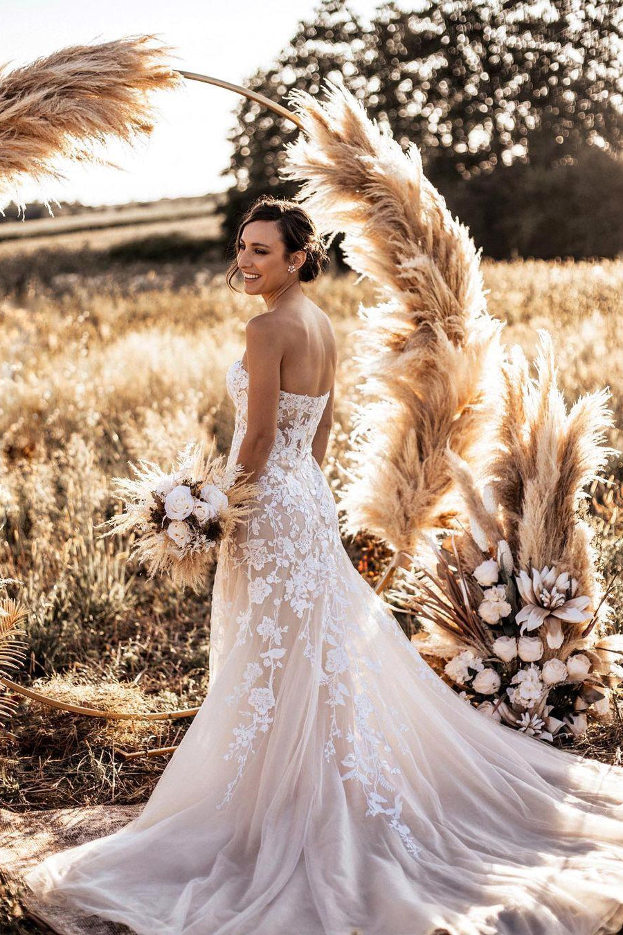 Stylish white Sweeteart Tulle Lace Wedding Dress-BMbridal.com