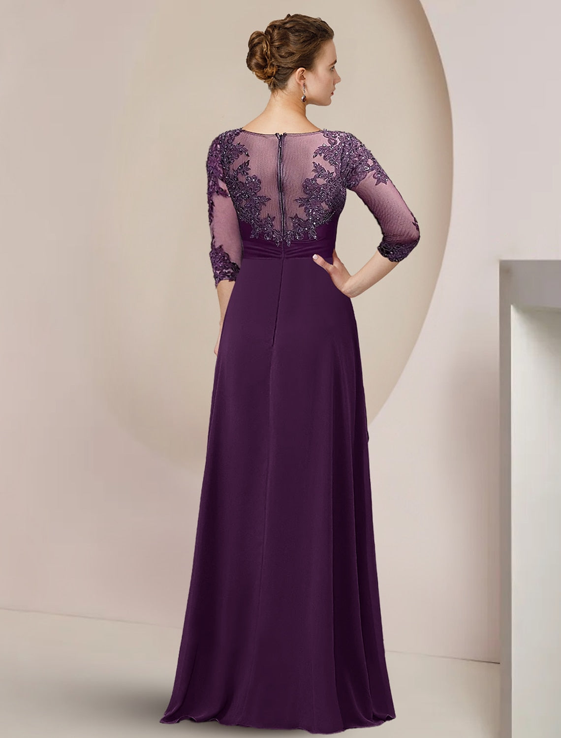 Floor-Length Mother of the Bride A-Line Princess Scoop Dresses