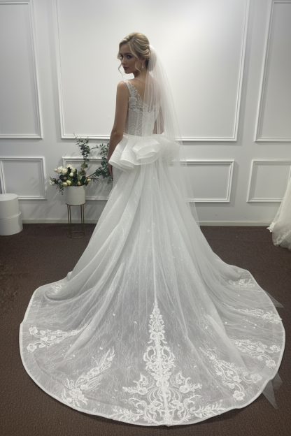 Luxurious Mermaid Wedding Dress with Oversized Bow and Cathedral Train