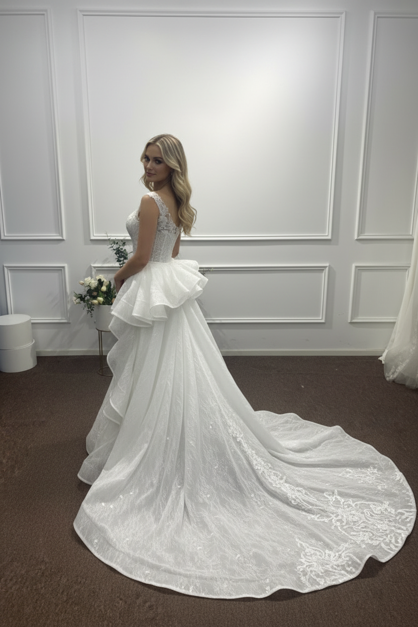 Luxurious Mermaid Wedding Dress with Oversized Bow and Cathedral Train