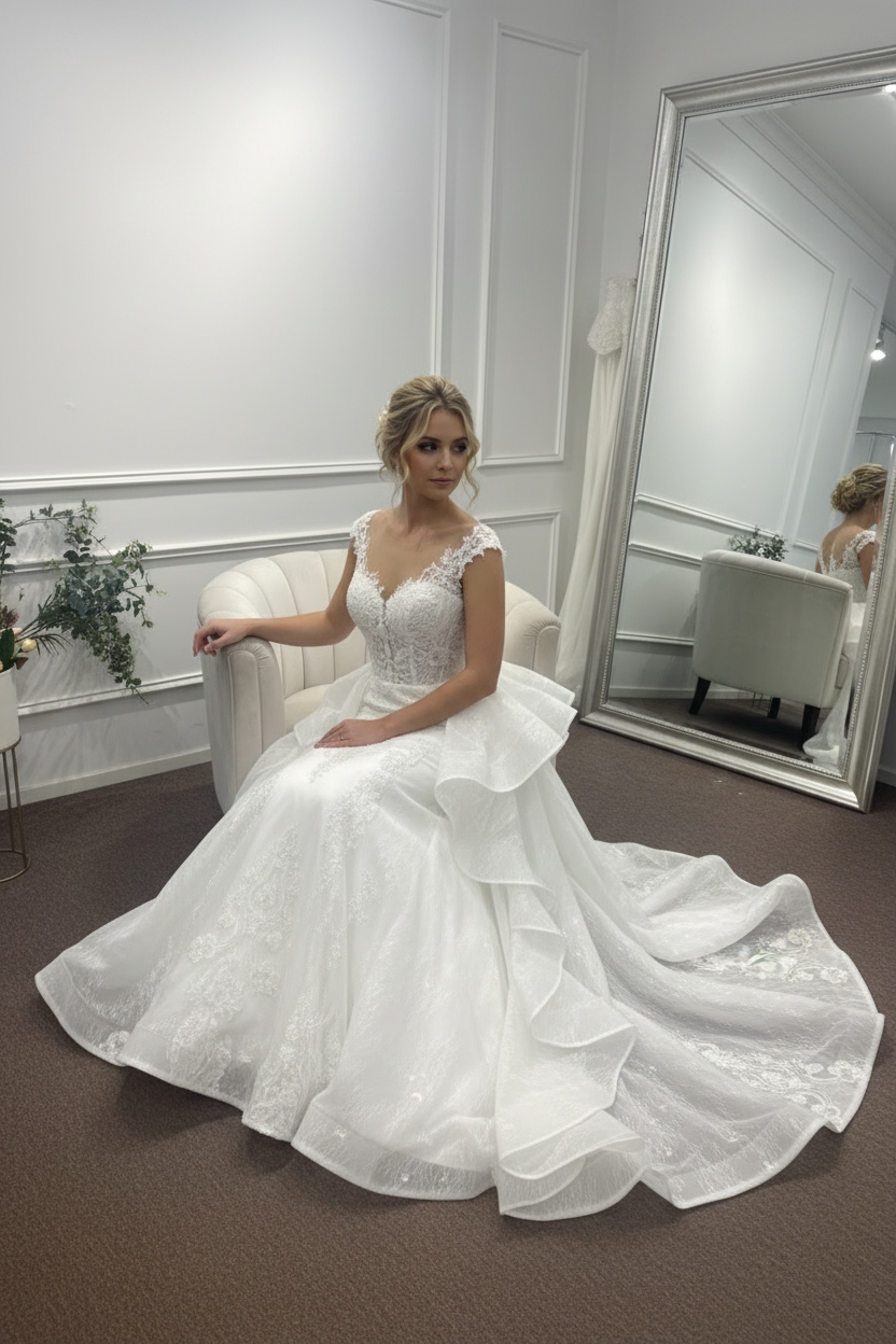 Luxurious Mermaid Wedding Dress with Oversized Bow and Cathedral Train