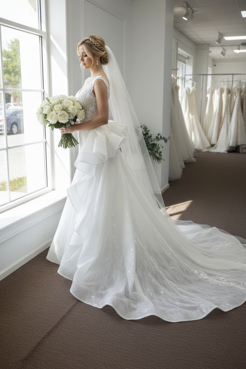 Luxurious Mermaid Wedding Dress with Oversized Bow and Cathedral Train