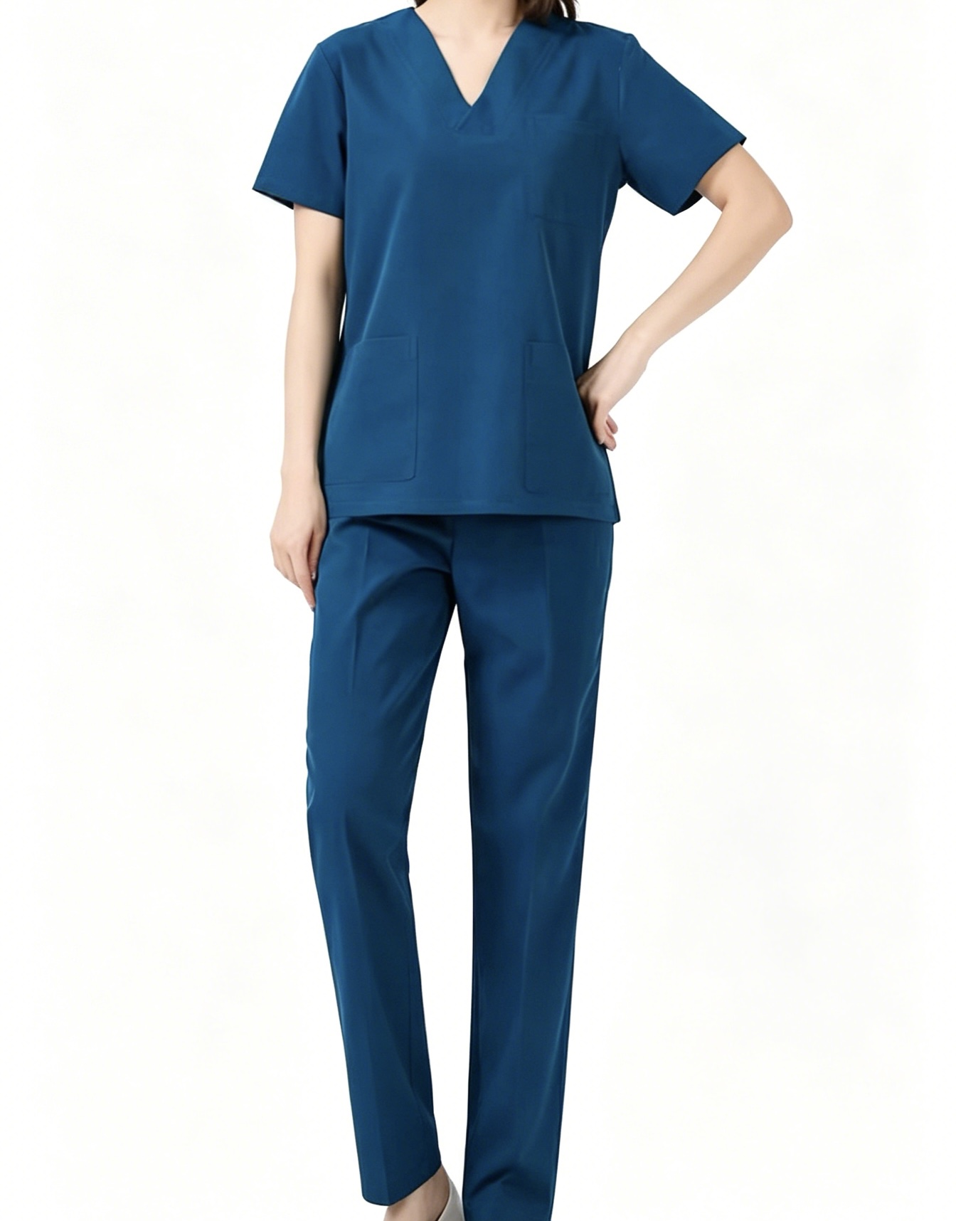 ZITY Uniforme de Travail Femme, Blouse sans Manches, Tablier de Ménage avec Poches, Uniforme de Nettoyage pour Hôtellerie, Cuisine, Service