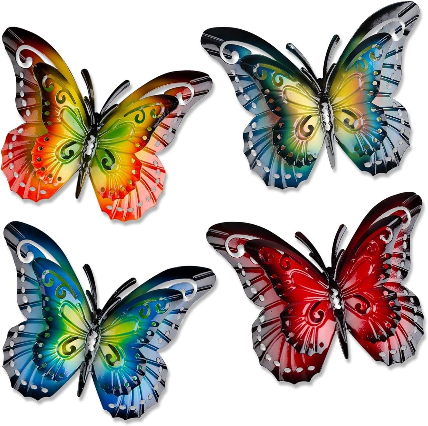 SWISSWELL Metal Butterfly Wall Decor-6.5" Outdoor Fence Wall Art Decor