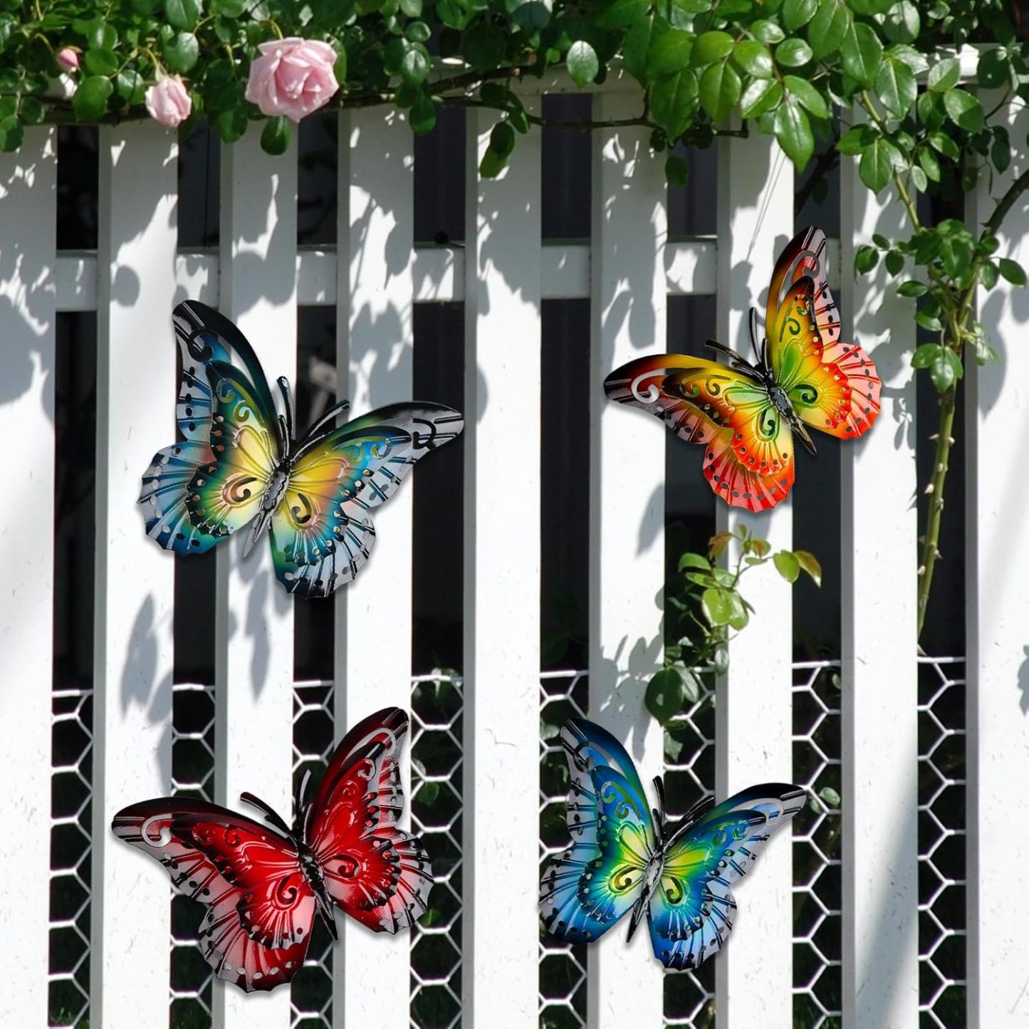 SWISSWELL Metal Butterfly Wall Decor-6.5" Outdoor Fence Wall Art Decor