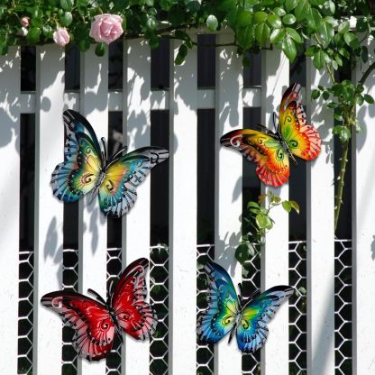 SWISSWELL Metal Butterfly Wall Decor-6.5" Outdoor Fence Wall Art Decor