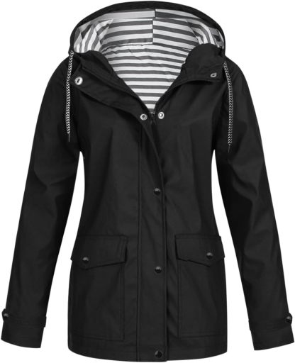 SWISSWELL Women Coat Solid Color Drawstring Windbreaker Hooded Jacket -ZPK006099|Swisswell