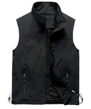 ZITY Gilet Homme Multipoches Léger, Gilet Sans Manche Coupe-Vent à Col Montant pour Randonnée Pêche Voyage`