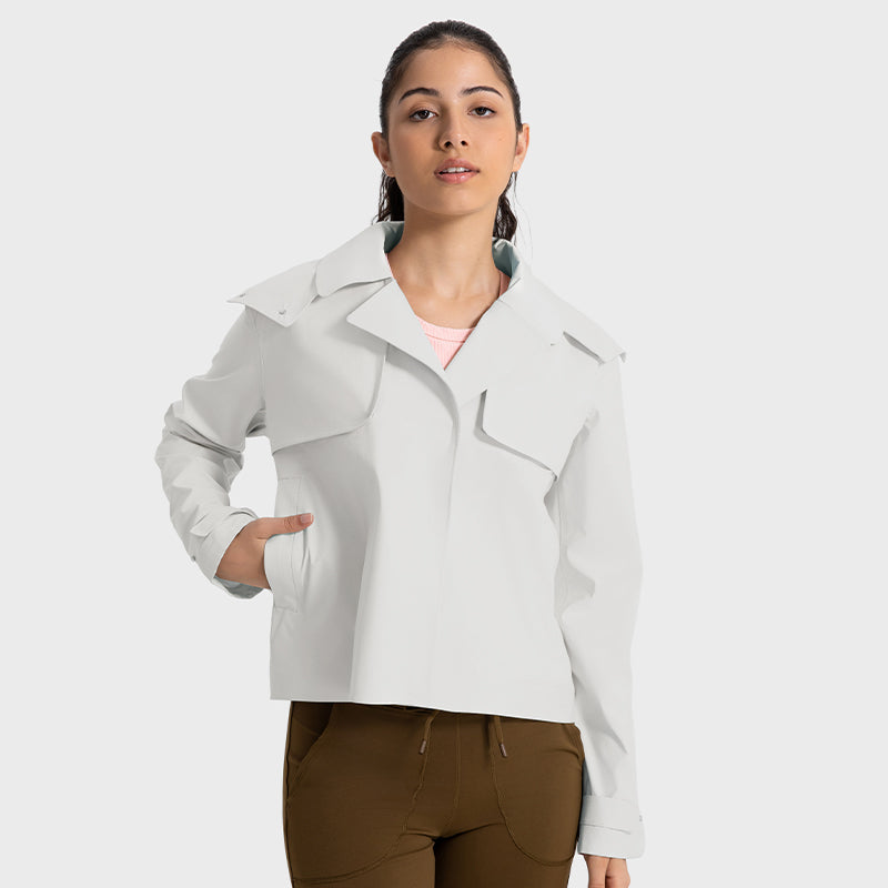 SWISSWELL Women Waterproof Short Windbreaker Women's Fashion Versatile Sports Hooded-DAW045|Swisswell