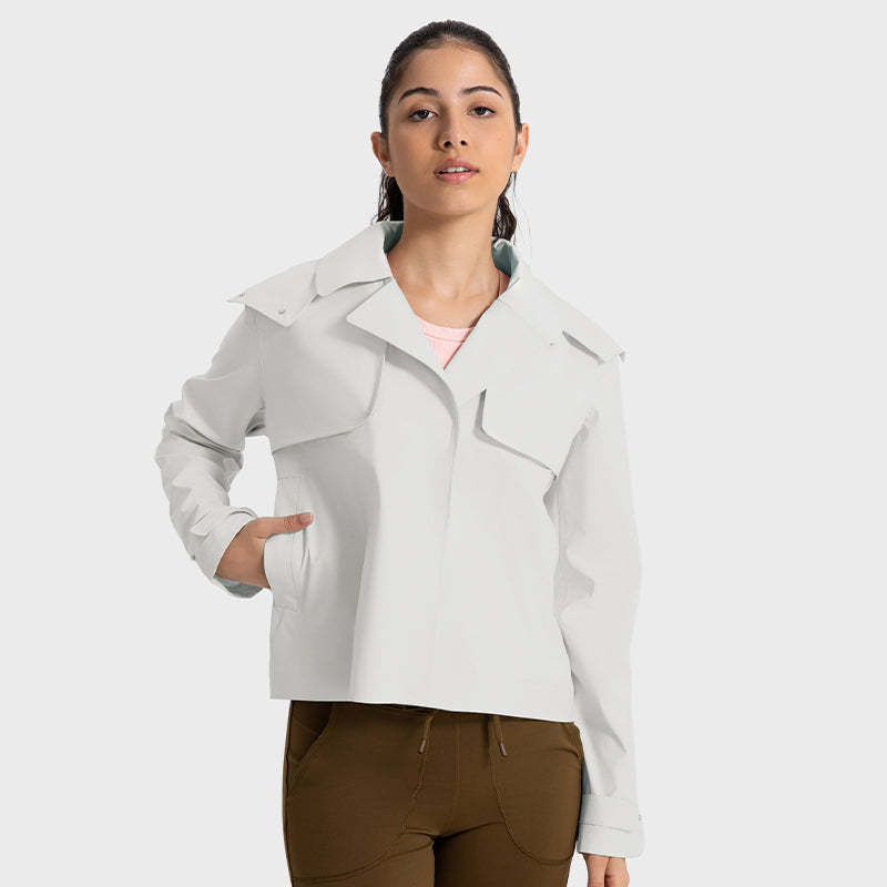 SWISSWELL Women Waterproof Short Windbreaker Women's Fashion Versatile Sports Hooded-DAW045|Swisswell