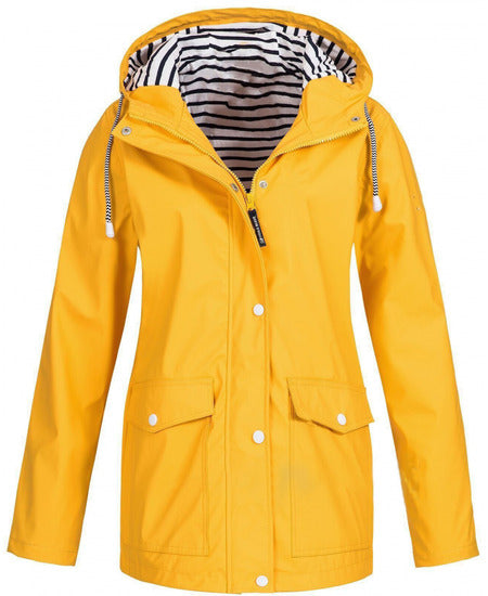 SWISSWELL Women Coat Solid Color Drawstring Windbreaker Hooded Jacket -ZPK006099|Swisswell