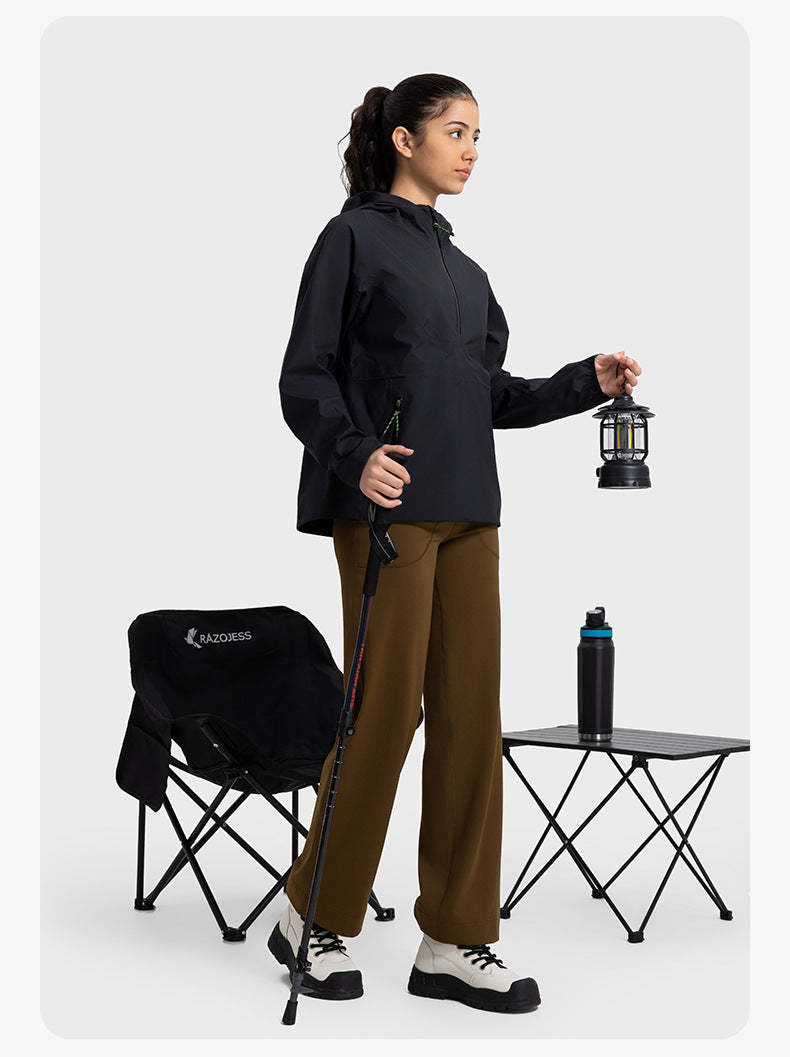 SWISSWELL Women Mountain Jacket Windproof Waterproof Half-Zip Hooded Travel Jacket-DAW040|Swisswell