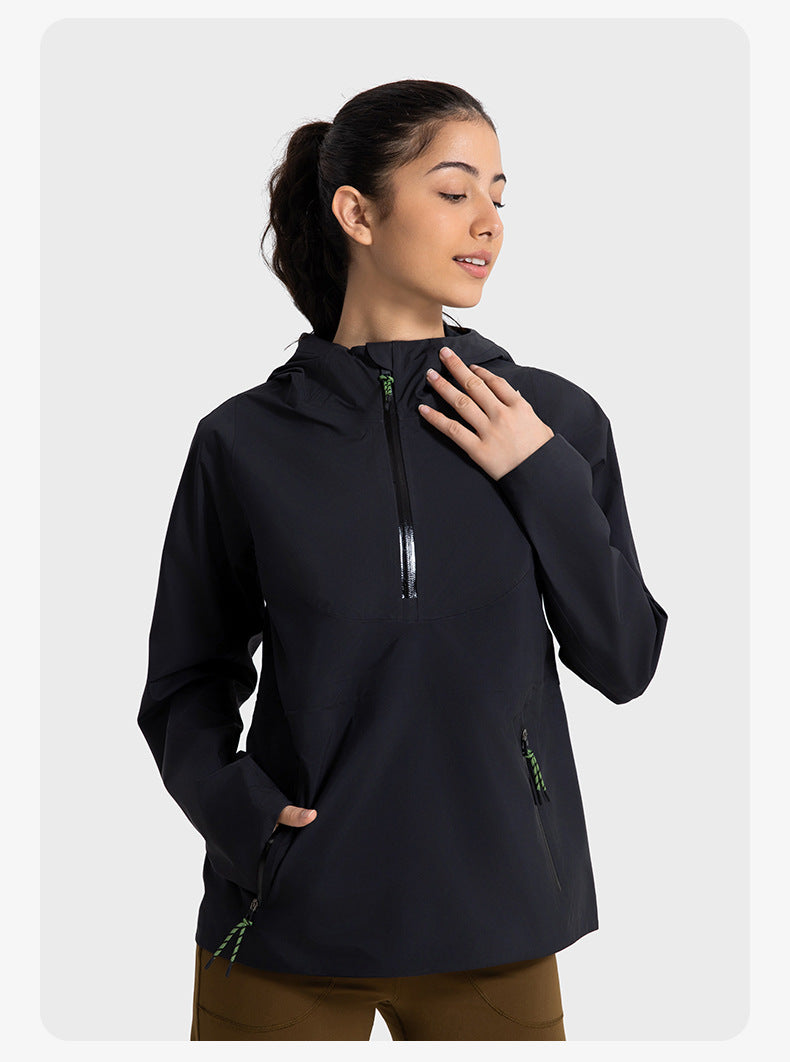 SWISSWELL Women Mountain Jacket Windproof Waterproof Half-Zip Hooded Travel Jacket-DAW040|Swisswell