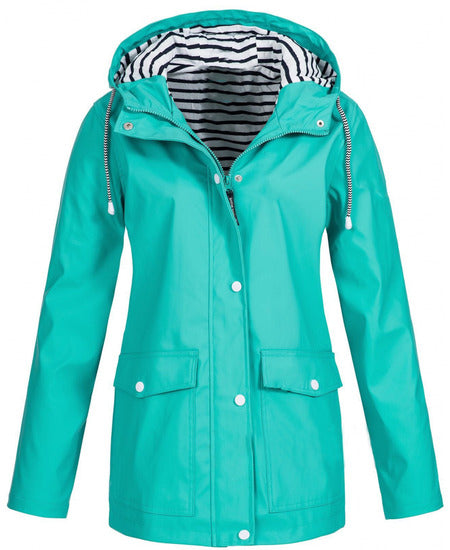 SWISSWELL Women Coat Solid Color Drawstring Windbreaker Hooded Jacket -ZPK006099|Swisswell