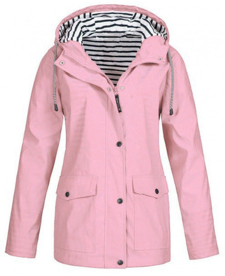 SWISSWELL Women Coat Solid Color Drawstring Windbreaker Hooded Jacket -ZPK006099|Swisswell