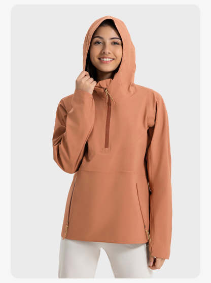 SWISSWELL Women Mountain Jacket Windproof Waterproof Half-Zip Hooded Travel Jacket-DAW040|Swisswell