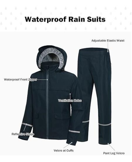 SWISSWELL Kids Gear Waterproof Rain Suit Hooded Jacket and Pants Set-CUBRS03258|Swisswell