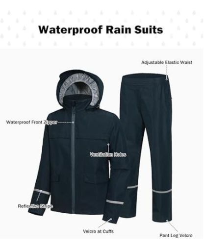 SWISSWELL Kids Gear Waterproof Rain Suit Hooded Jacket and Pants Set-CUBRS03258|Swisswell
