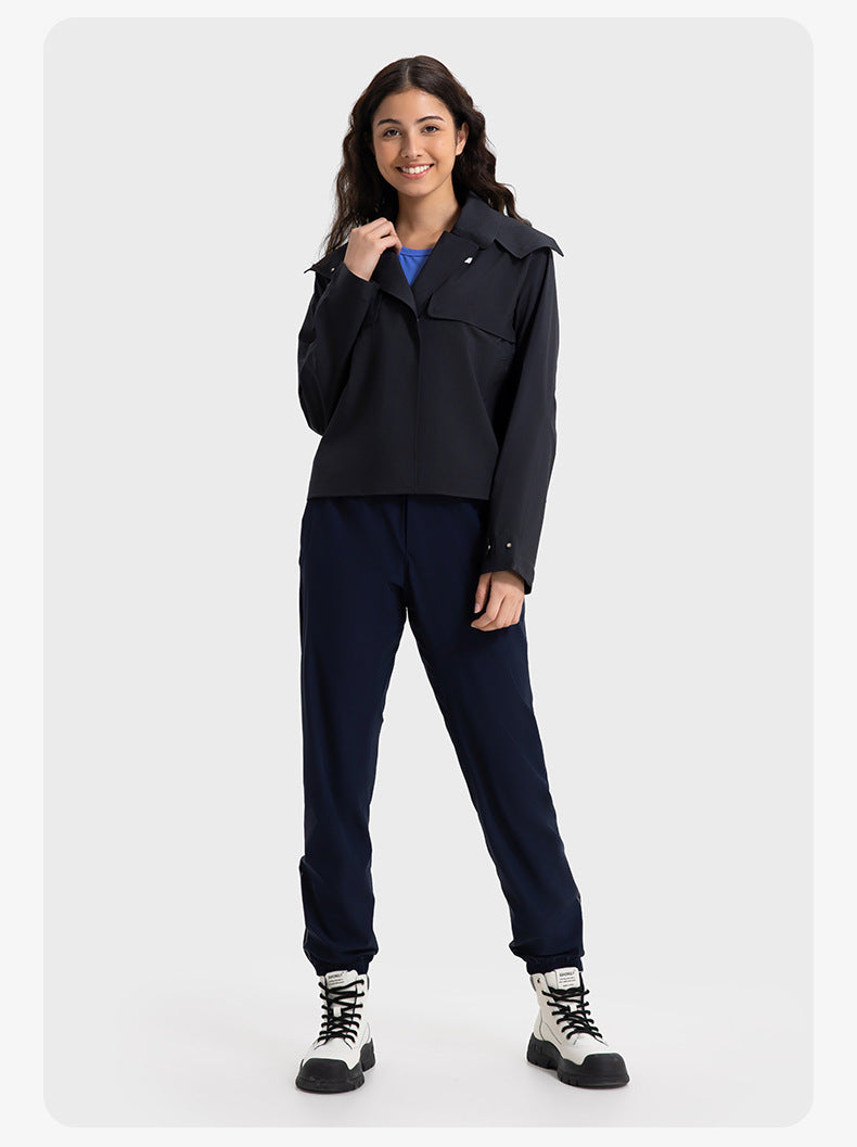 SWISSWELL Women Waterproof Short Windbreaker Women's Fashion Versatile Sports Hooded-DAW045|Swisswell