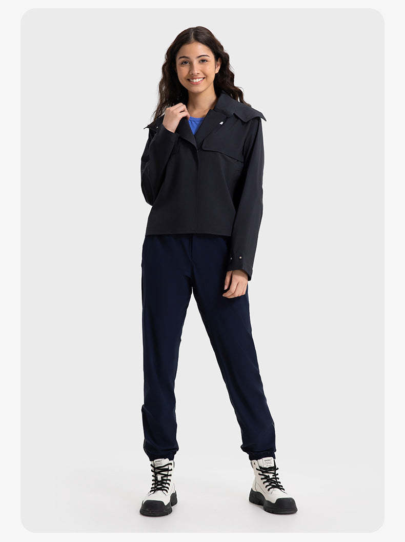 SWISSWELL Women Waterproof Short Windbreaker Women's Fashion Versatile Sports Hooded-DAW045|Swisswell