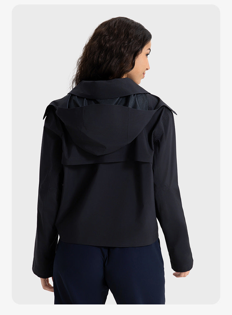 SWISSWELL Women Waterproof Short Windbreaker Women's Fashion Versatile Sports Hooded-DAW045|Swisswell