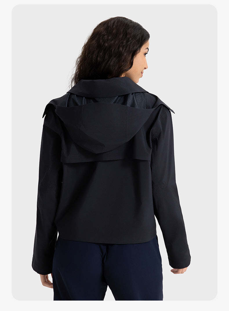 SWISSWELL Women Waterproof Short Windbreaker Women's Fashion Versatile Sports Hooded-DAW045|Swisswell