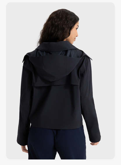 SWISSWELL Women Waterproof Short Windbreaker Women's Fashion Versatile Sports Hooded-DAW045|Swisswell