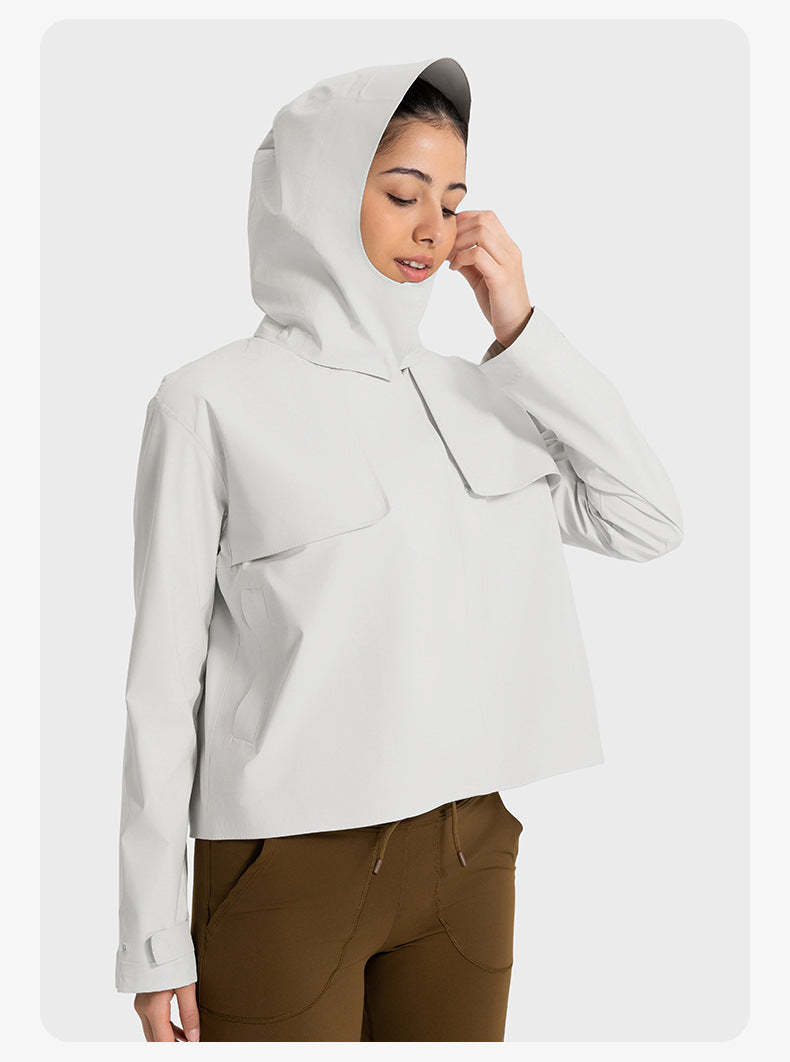 SWISSWELL Women Waterproof Short Windbreaker Women's Fashion Versatile Sports Hooded-DAW045|Swisswell