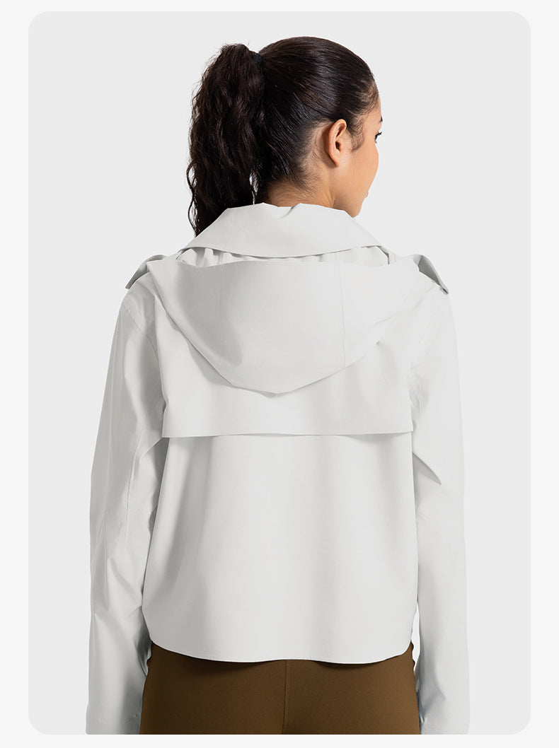 SWISSWELL Women Waterproof Short Windbreaker Women's Fashion Versatile Sports Hooded-DAW045|Swisswell