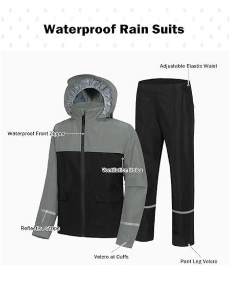 SWISSWELL Kids Gear Waterproof Rain Suit Hooded Jacket and Pants Set-CUBRS03258|Swisswell