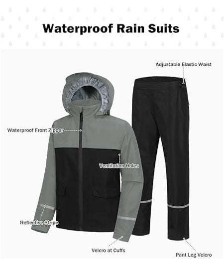 SWISSWELL Kids Gear Waterproof Rain Suit Hooded Jacket and Pants Set-CUBRS03258|Swisswell