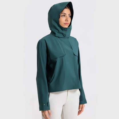 SWISSWELL Women Waterproof Short Windbreaker Women's Fashion Versatile Sports Hooded-DAW045|Swisswell