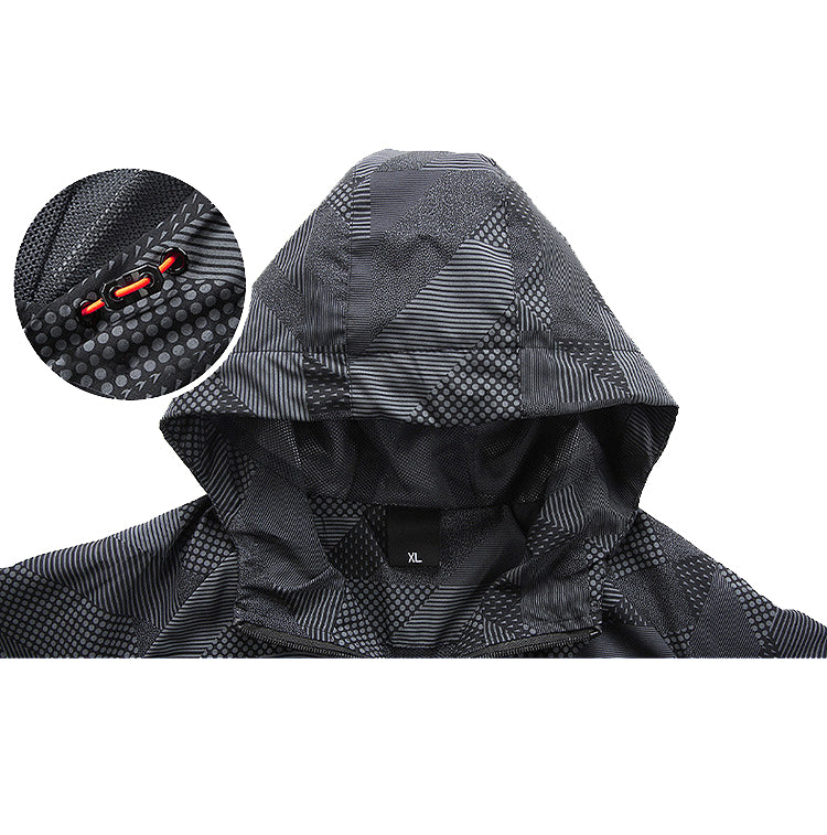 SWISSWELL Men's Striped Full Sports Waterproof Breathable Rain Jacket Windbreaker-ZPK010371|Swisswell