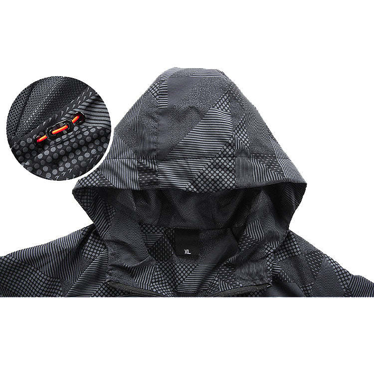 SWISSWELL Men's Striped Full Sports Waterproof Breathable Rain Jacket Windbreaker-ZPK010371|Swisswell