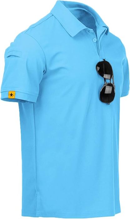 UINPOD Men's Short Sleeve Polo T-Shirt, Moisture Wicking Performance Shirt with Sleeve Pocket for Outdoor Work